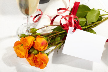 Roses and glasses of champagne