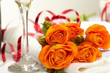Roses and glasses of champagne