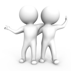 Two friends having fun - a 3d image