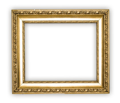 gold antique frame isolated on white background