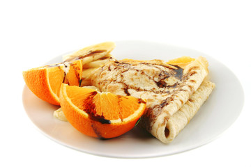 pancake with orange on dish