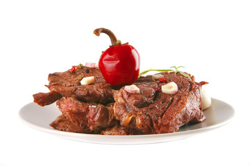 beef chunk served on dish