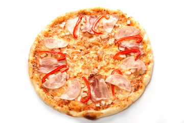 Pizza with pepper and ham