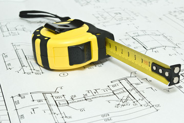 tape- measure on the drawing
