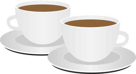 Two coffee cups on white background