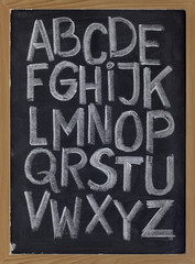 English alphabet on blackboard