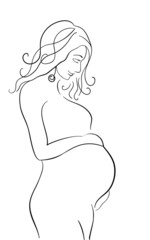 Drawing of smiling pregnant woman