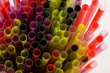 Drinking straw closeup on a white background