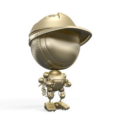 Golden figurine of robot - rock climber in helmet & with fuses