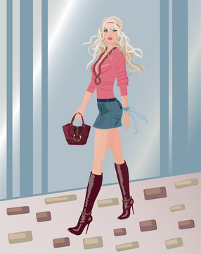 woman walking by