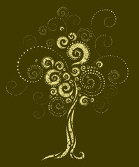 Vector grunge modern design - tree shape from twirls