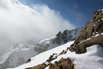 Fototapeta na wymiar high rocky mountains winter landscape