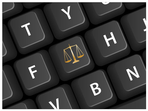 "Scales of Justice" key on keyboard (legal advice lawyer)