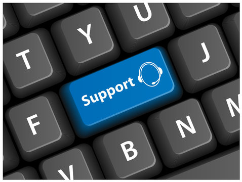 SUPPORT Key on Keyboard (Service Helpdesk Helpline Tech Vector)