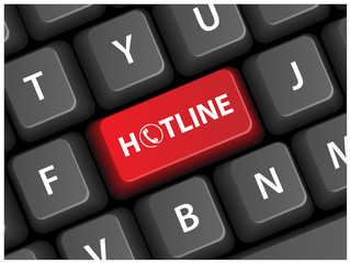 HOTLINE Key on Keyboard (Support Service Helpdesk Helpline Call)