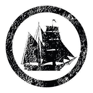 recommend clip art: Rubber stamp with brigantine