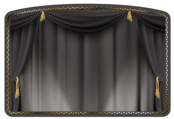 theater curtain black tied with gold tassels