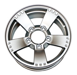 Obraz premium An isolated modern aluminum alloy wheel on a white background