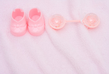 Pink Baby Booties with copy space
