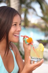 Tropical resort drink woman