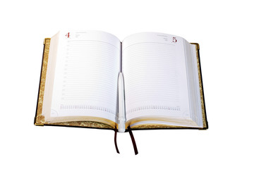 diary with pen , on white background