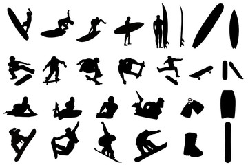 sport de glisse, surf, skate, snowboard et bodyboard