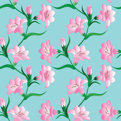 seamless pattern with white lily flowers