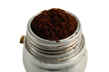 coffee powder in a typical  italian coffee machine