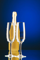 Champagne against color gradient background