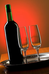 Wine against colour gradient background