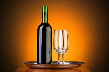 Wine against colour gradient background