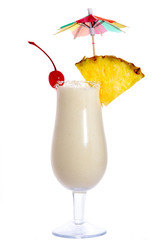 Cocktail Pina Colada isolated on white