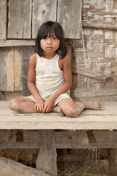 Portrait Mädchen von Laos in Armut