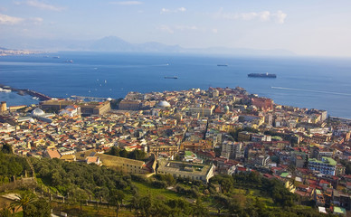 Naples view from a castle on the hill, Italy