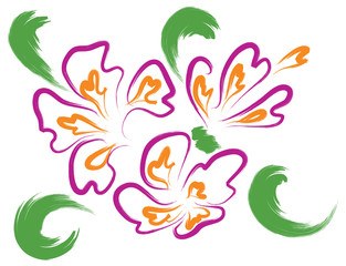 Still-life with purple flowers