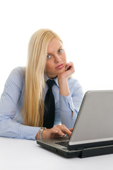Confident businesswomen with laptop