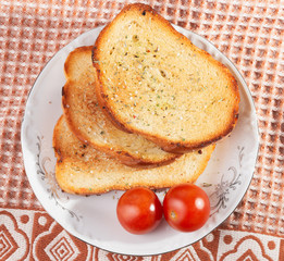 Three pieces of toasted bread