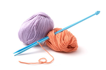 Balls of a yarn knitting spokes