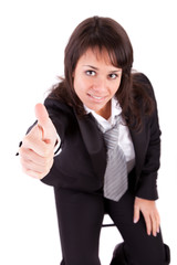 Business woman showing thumb up