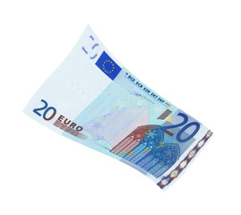 Euro banknotes money isolated on white