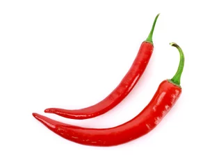 Fotobehang Two red chilly pepper isolated on white © Africa Studio