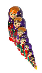 Russian nest-dolls, painting, wooden. (isolated)