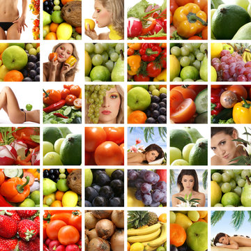 Collage of different spa treatment and nutrition images