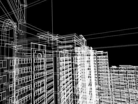 Abstract architectural 3D construction.