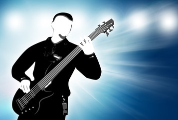 guitarist silhouette on abstract background