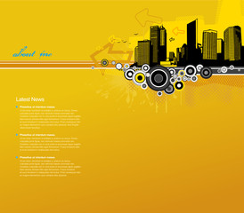 Yellow background with city and place for your text.