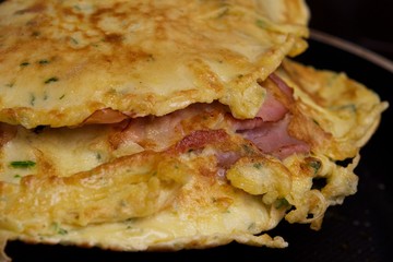 Pfannkuchen mit Schinken