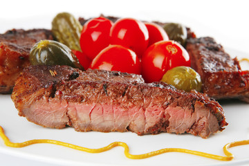 grilled small beef chunks