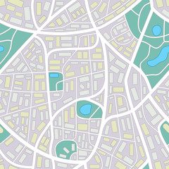 City map - seamless pattern of a invented city without names