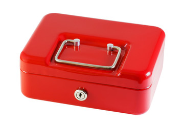 red metal box for storage of money